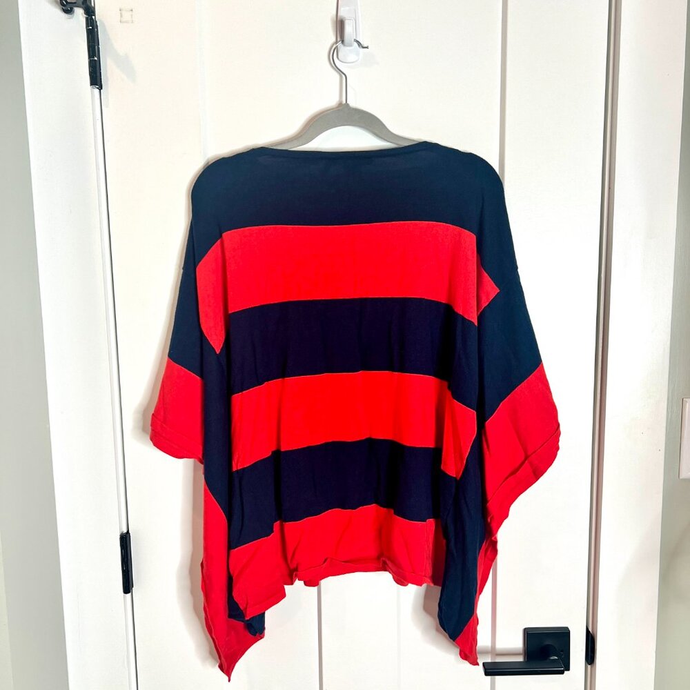 Lauren Ralph Lauren Striped Poncho Style Batwing Nautical Preppy Sweater Sz L/XL - Picture 4 of 4